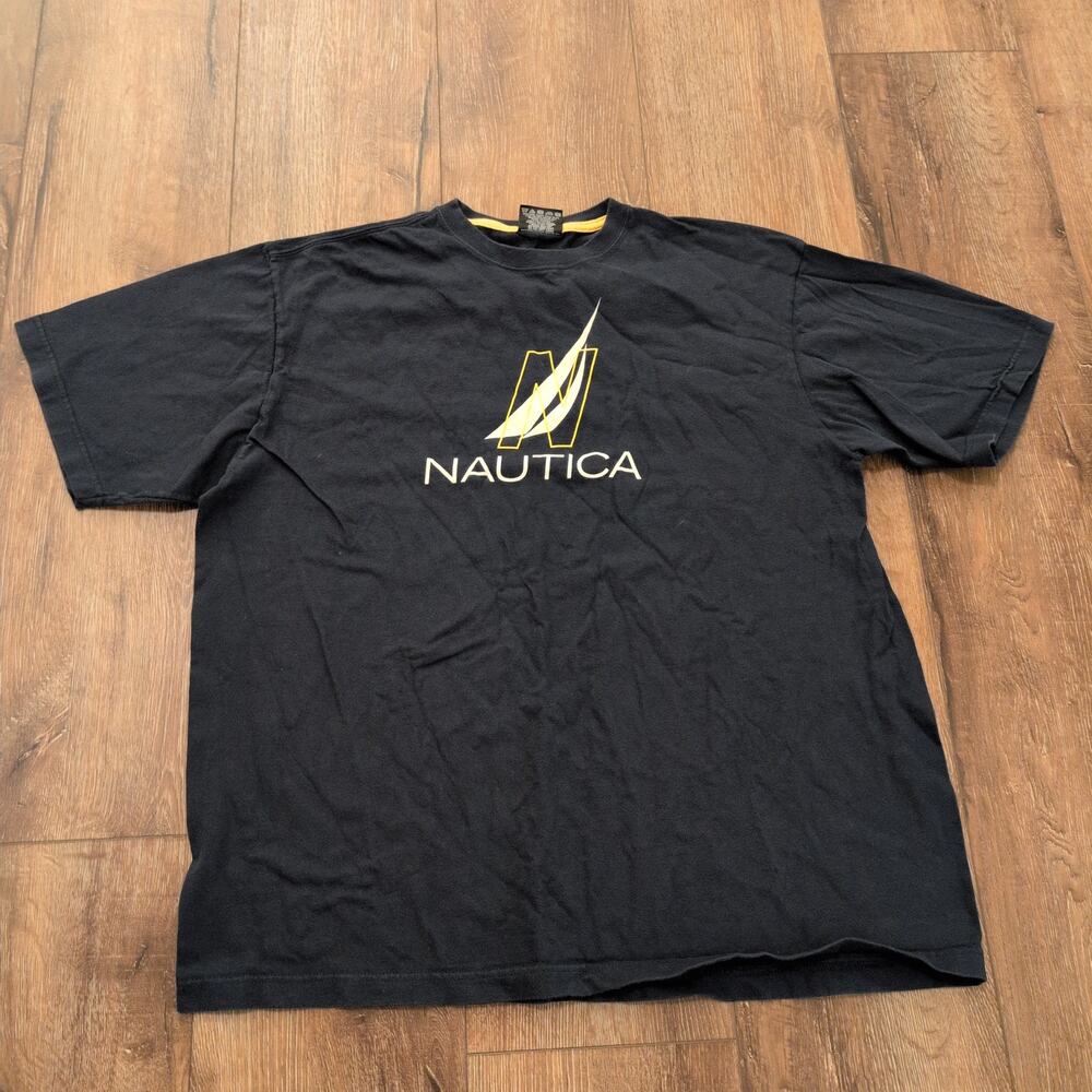 Y2K Nautica Men's‎ XL Shirt Spellout Boat Logo Skater VTG